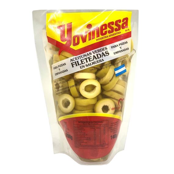 Aceitunas Verdes Fileteadas Yovinessa x 250 gr.