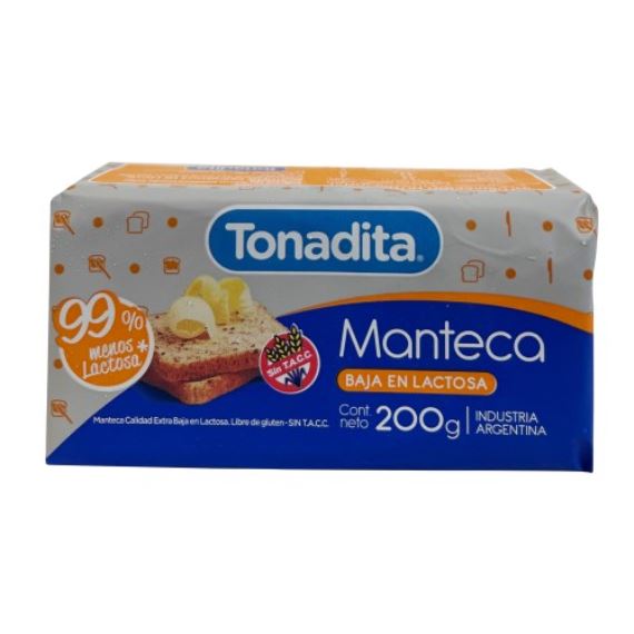 Manteca Tonadita baja en lactosa 200 gr.