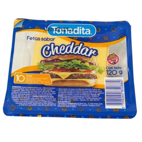 Queso cheddar en fetas x 10
